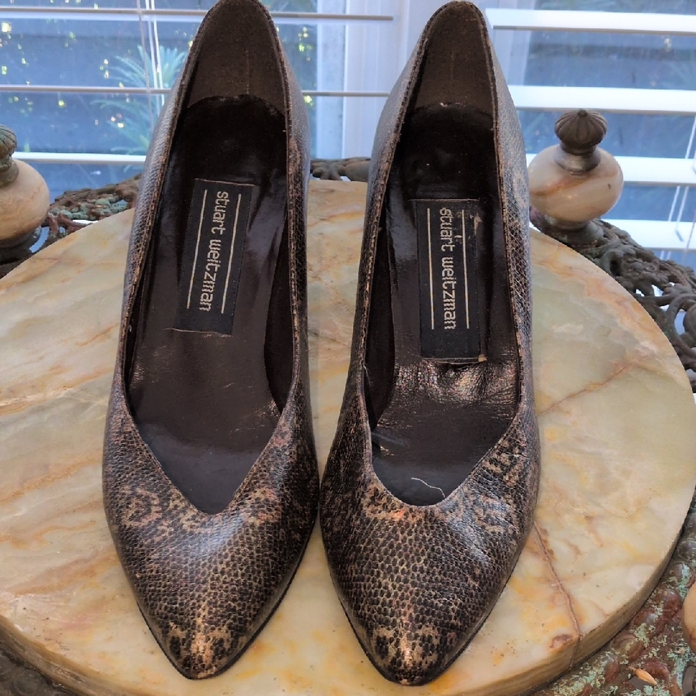 Vintage Stuart Weitzman Snakeskin Patterned Heels Size 7B